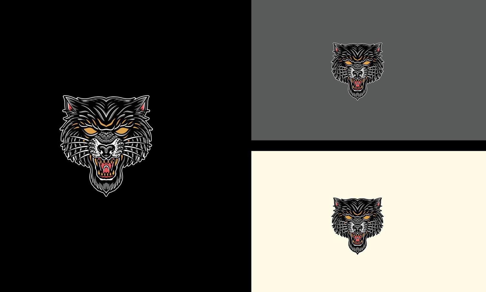 cabeza negro lobo enojado vector ilustración mascota diseño