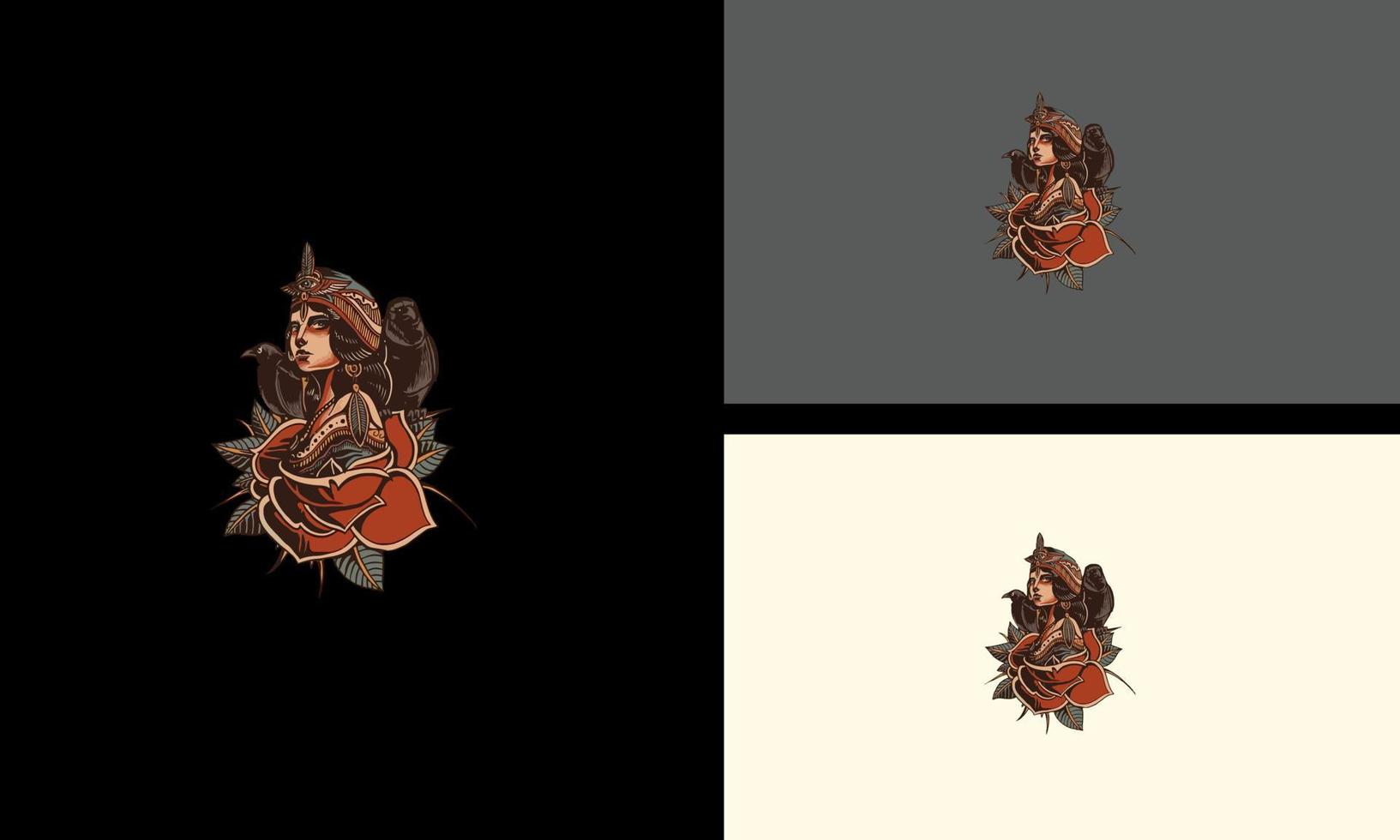 beauty women and red flowers vector artwork design