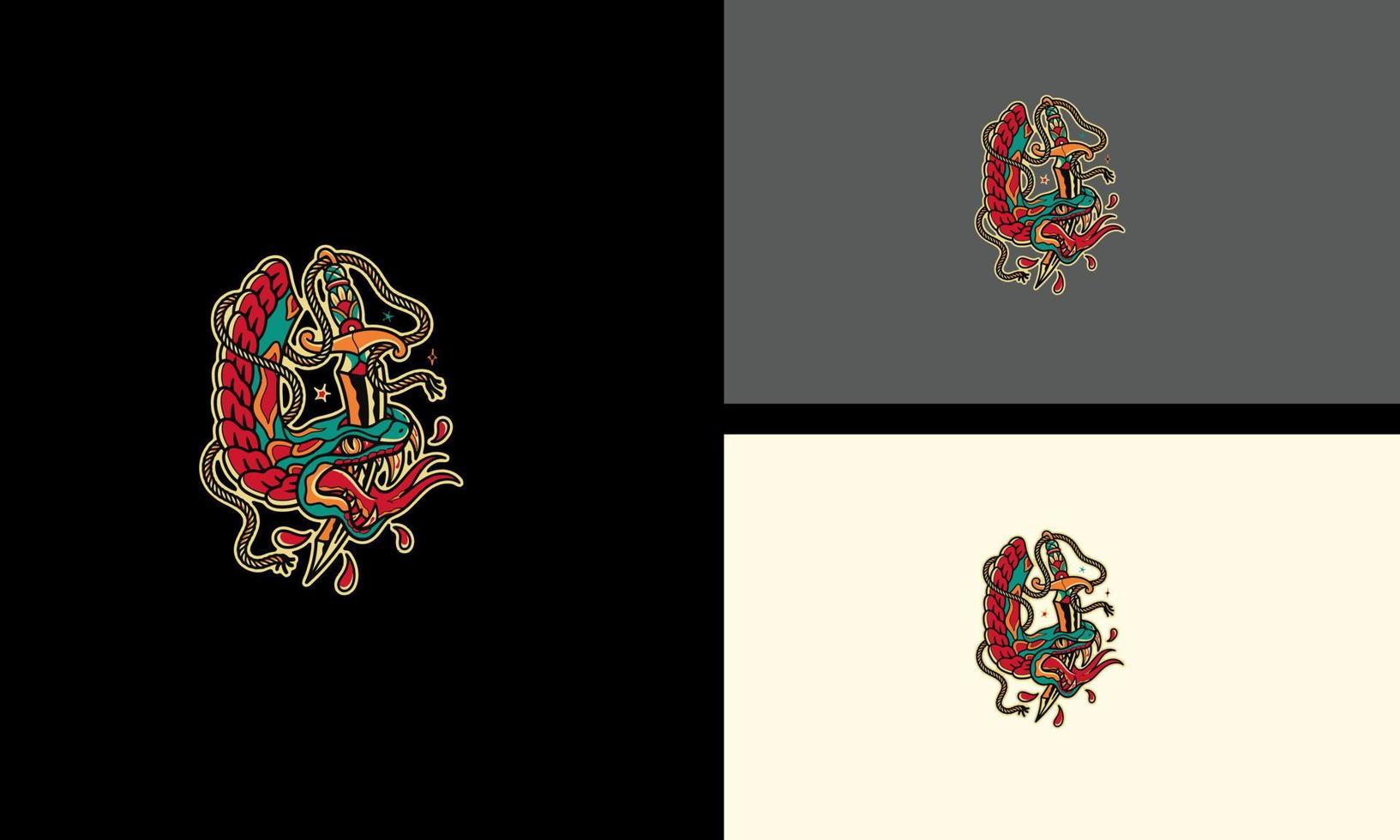 head king cobra and knife vector illustration mascot design