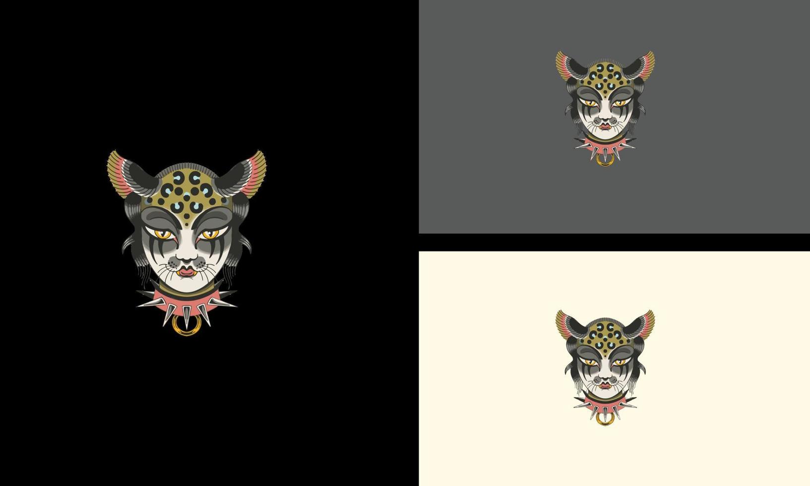 cara mujer geisha y máscara vector ilustración mascota diseño