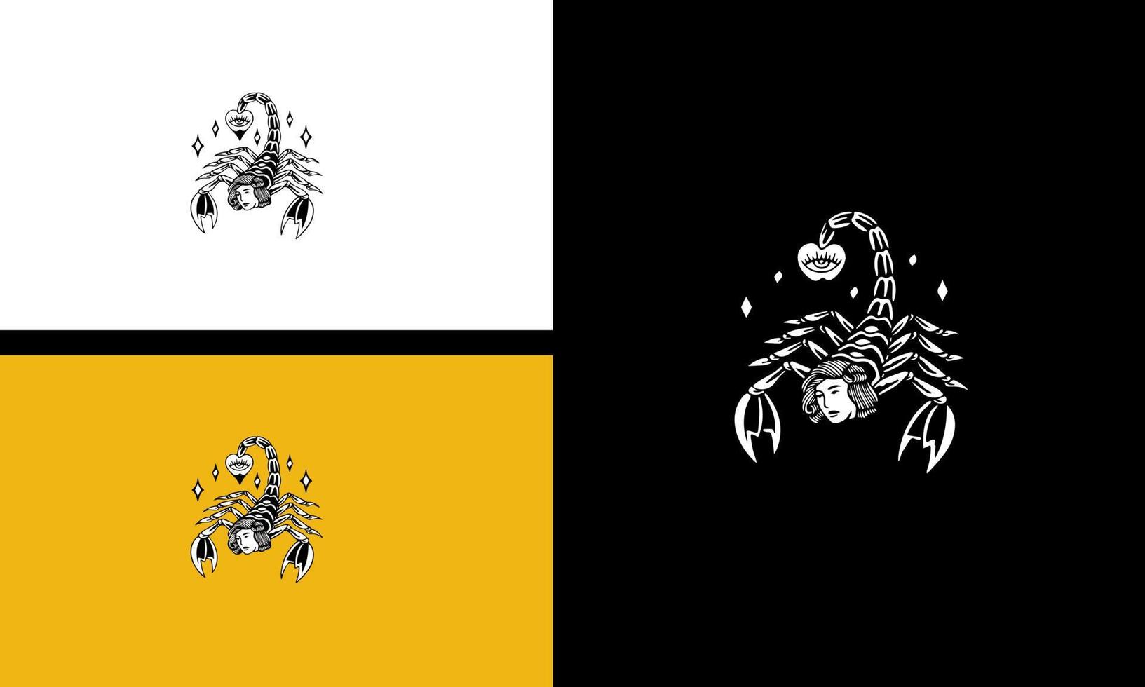 scorpion and head women vector outline design