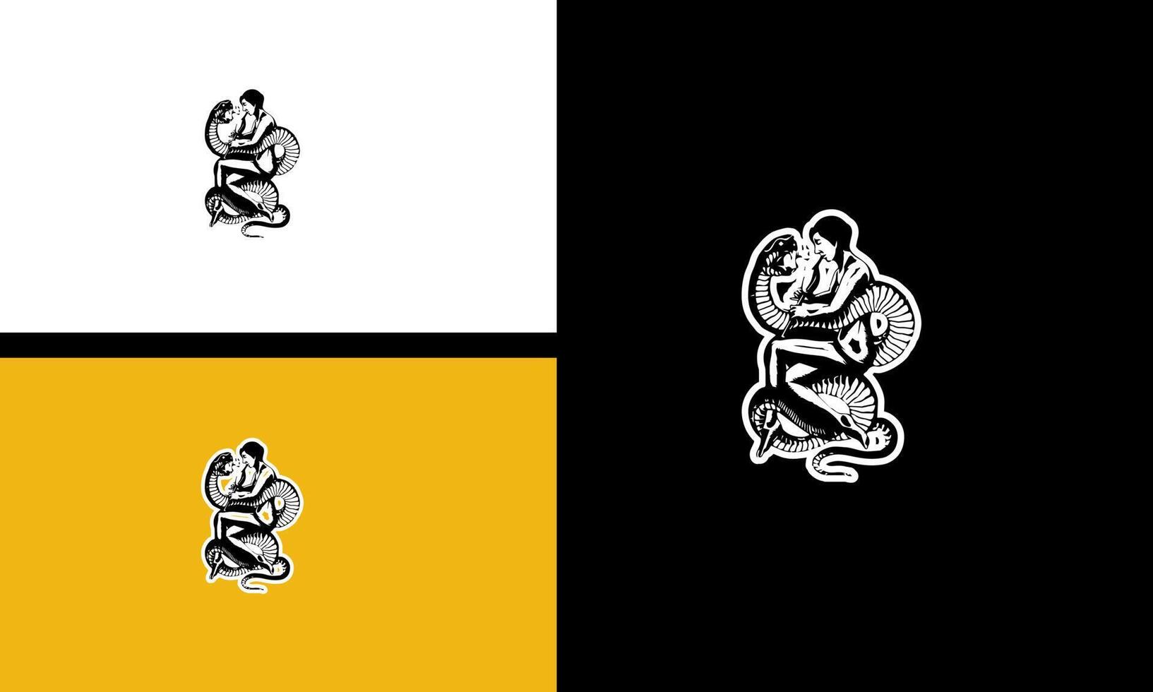 king cobra and people vector outline design