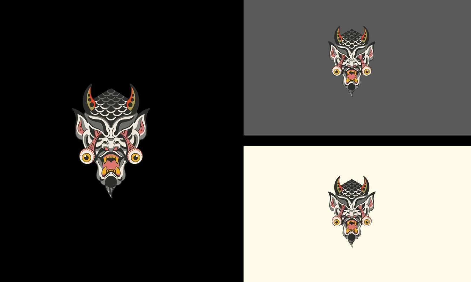head devil with horn vector illustration mascot design