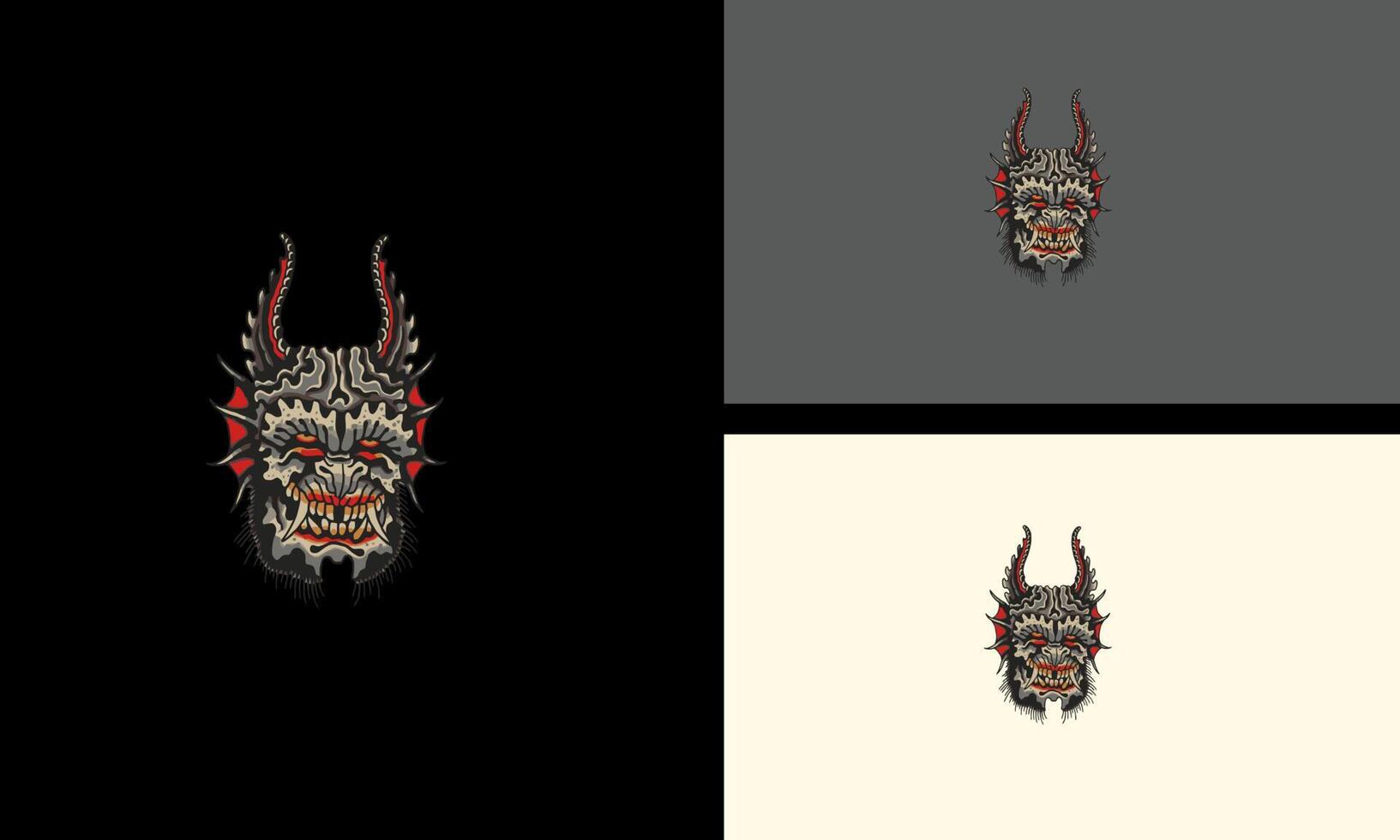 head devil with horn vector illustration mascot design