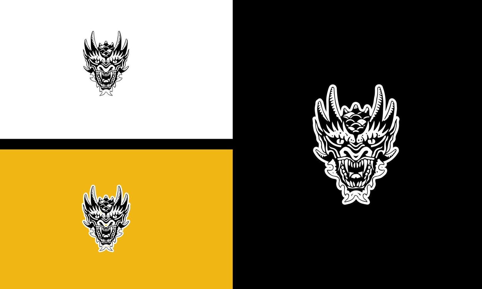 head devil and fang vector outline design