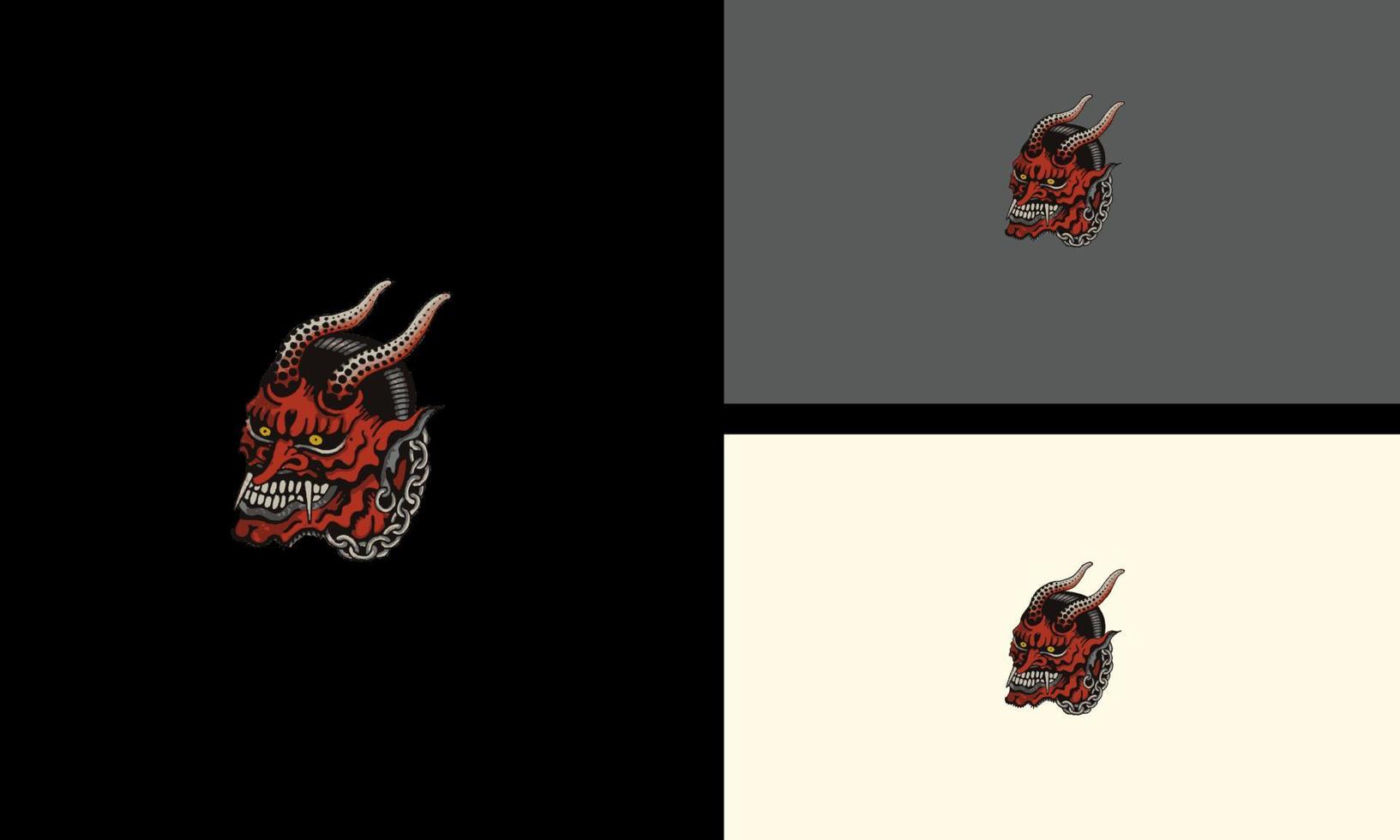 cabeza diablo con cuerno vector ilustración mascota diseño