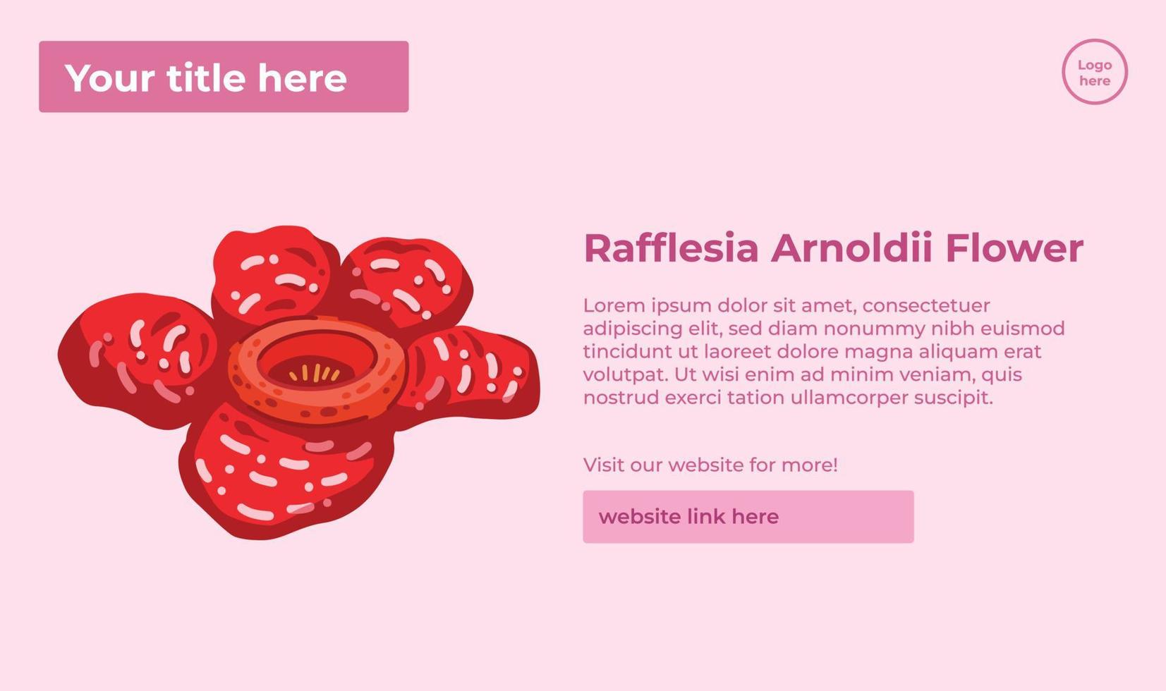 rafflesia arnoldii único en peligro de extinción flor planta desde Indonesia vector ilustración bandera póster modelo aislado en paisaje fondo de pantalla. grande flor modelo con texto colocación guía.