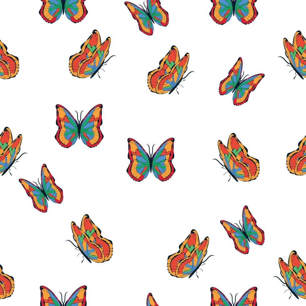 Bright multicolored butterflies seamless pattern. Wallpaper, background, children party, craft paper vector