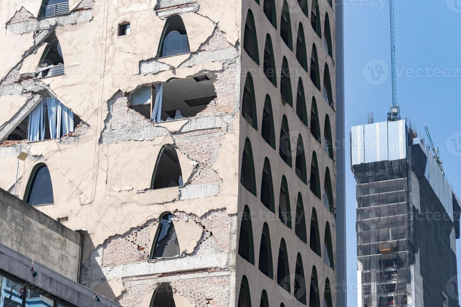 Mexico City damaged building after 2017 earthquake photo