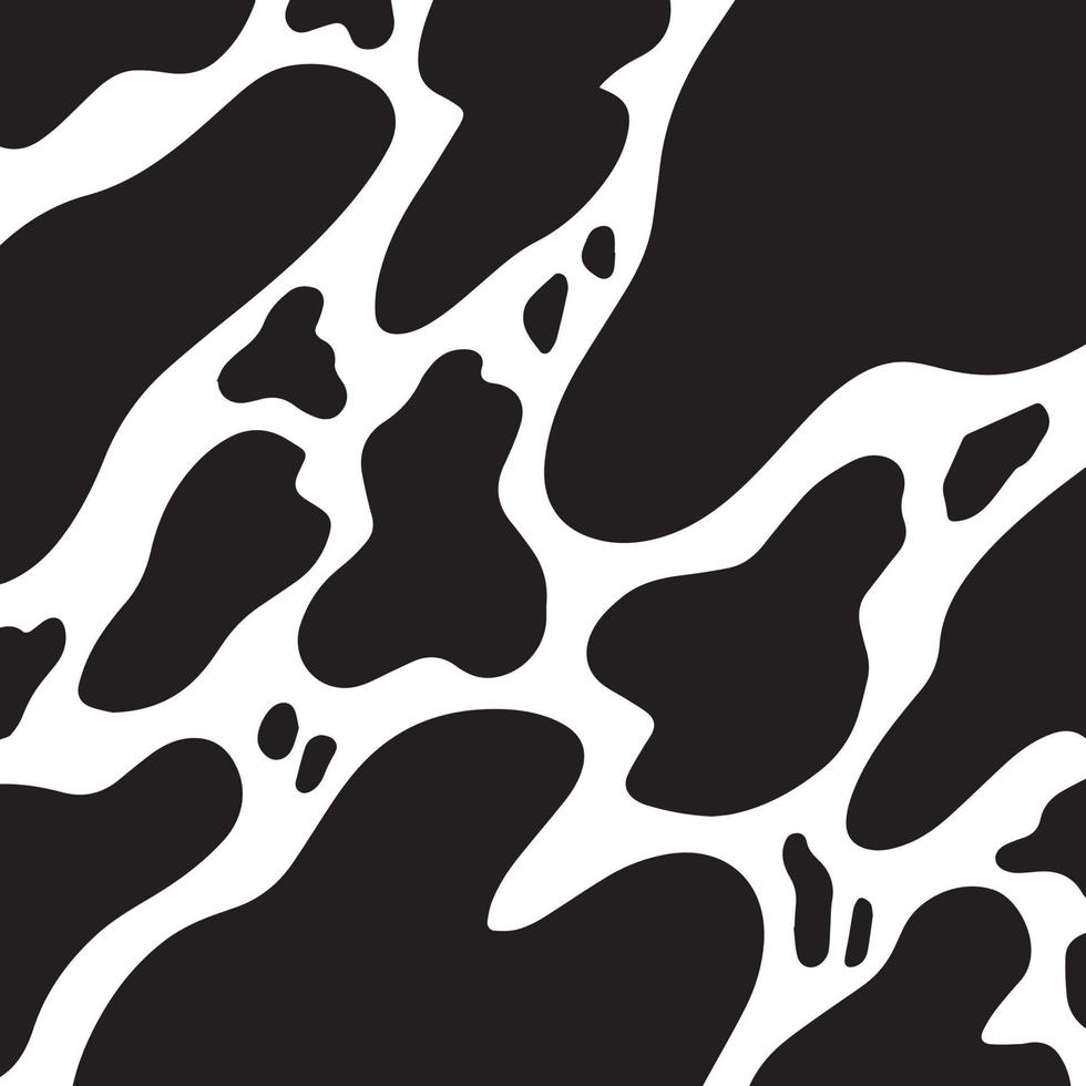 Black and white cow animal skin pattern decorative element vector background isolated on square background template for social media template, paper and textile scarf print, wrapping paper, poster.