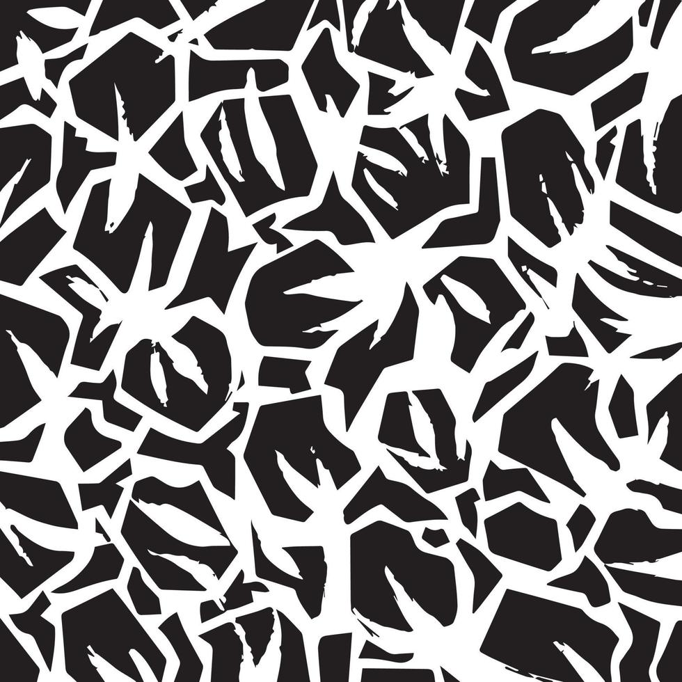 Black and white simple flat pattern decorative vector background isolated on square background. Trendy and artsy abstract ink grungy brush stroke wallpaper backdrop for textile or paper print.