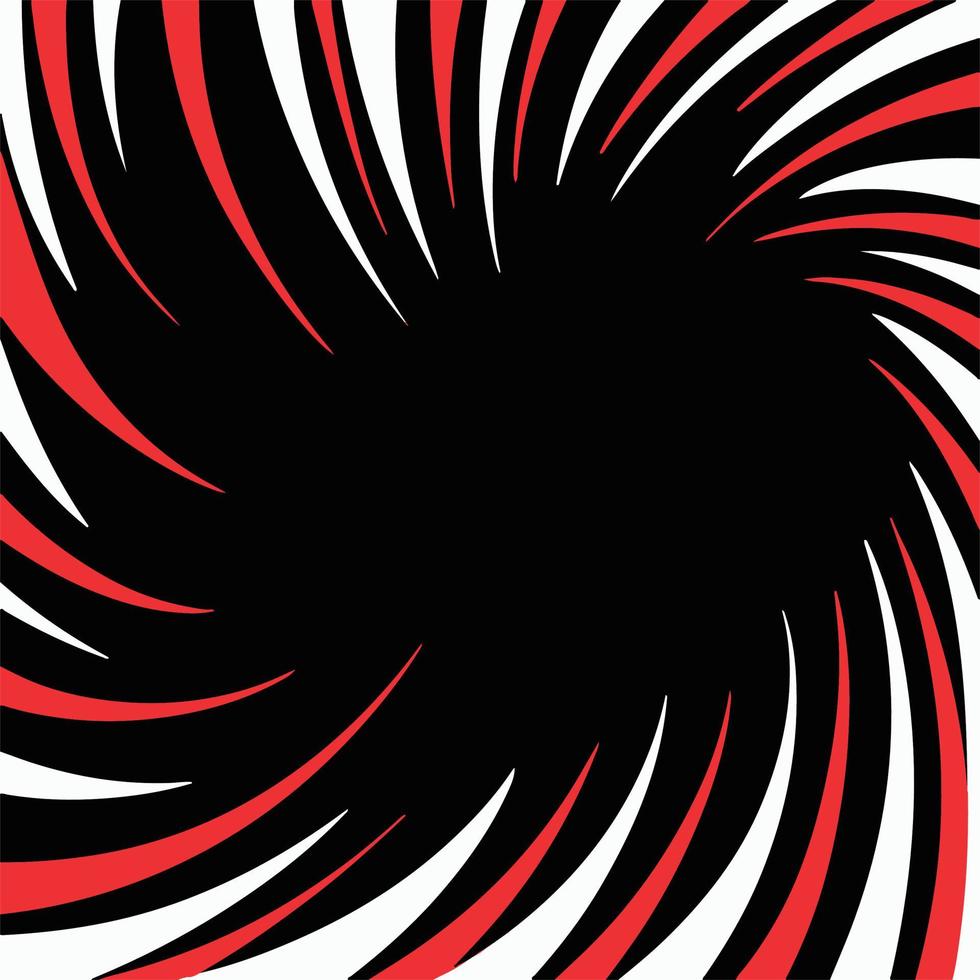 Black background with red and white motion line direction vector decoration isolated on square template for social media template, paper and textile scarf print, wrapping paper, poster.