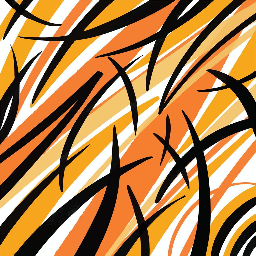 Textured orange, white, and black brush stroke line decoration digital vector background isolated on square template for social media template, paper and textile scarf print, wrapping paper, poster.