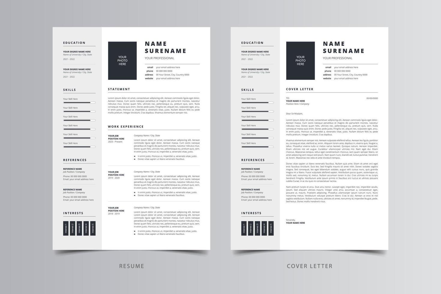 Resume Template, Professional Modern Resume Template, CV Template vector