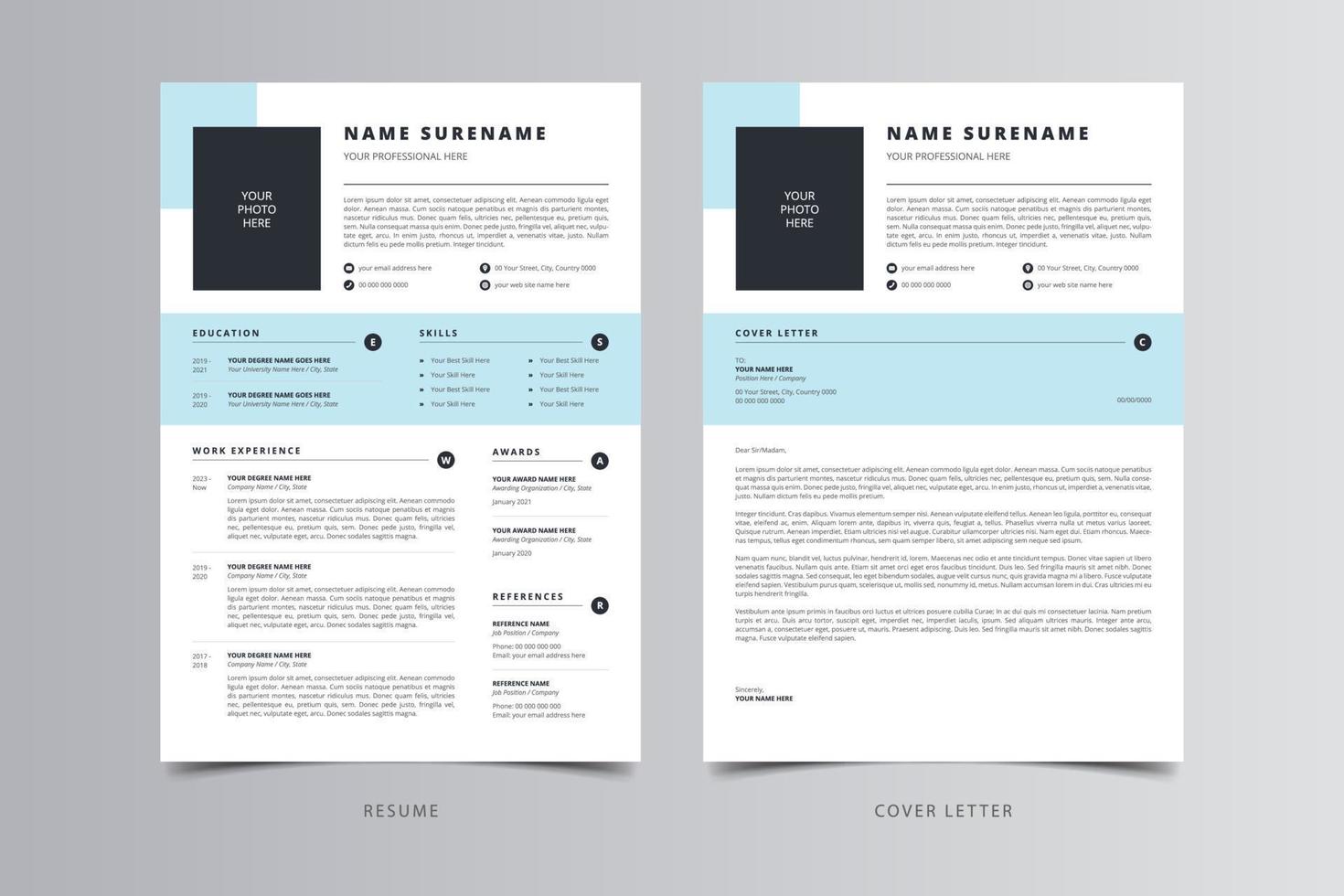 Resume Template, Professional Modern Resume Template, CV Template vector