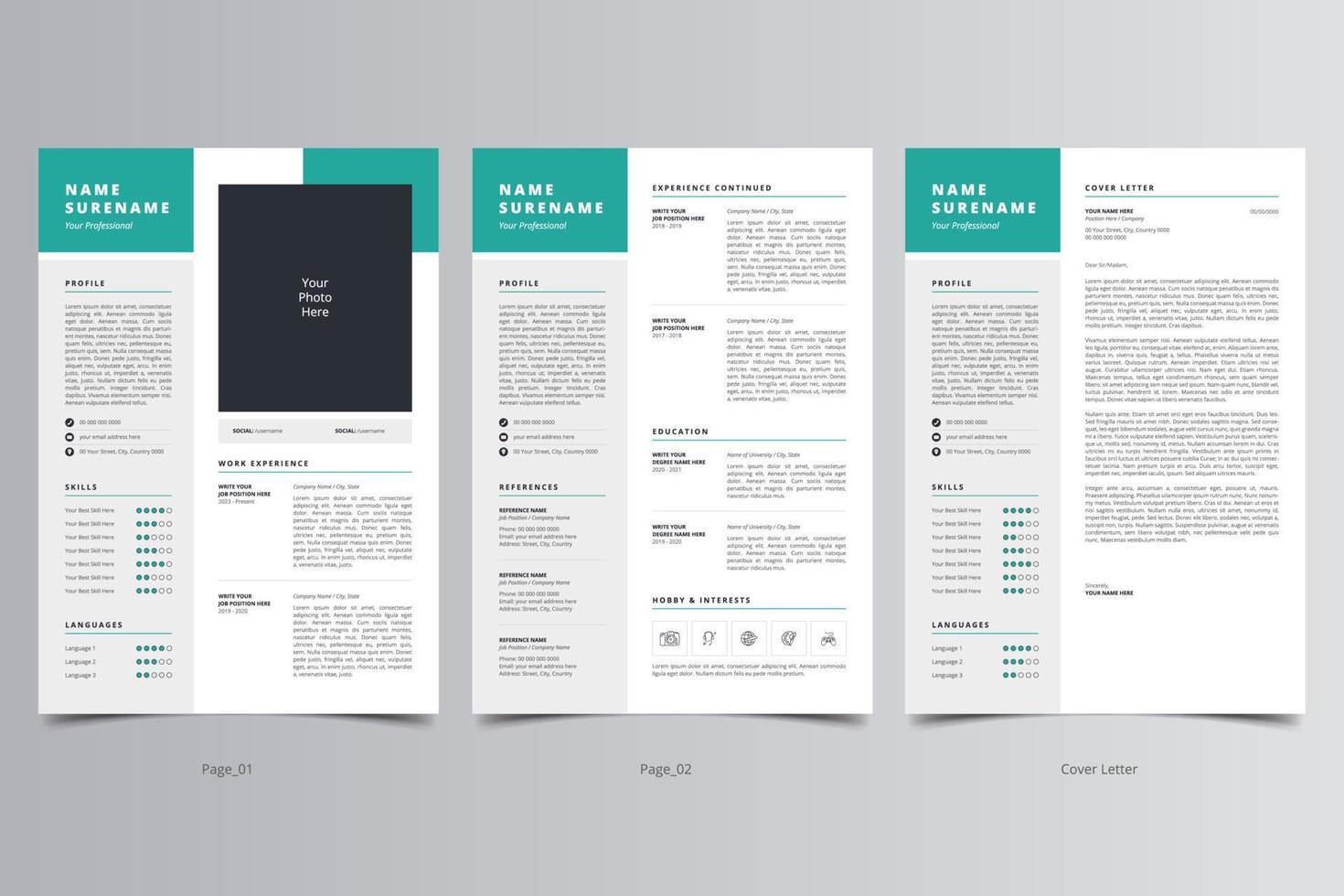 Resume Template, Professional Modern Resume Template, CV Template vector