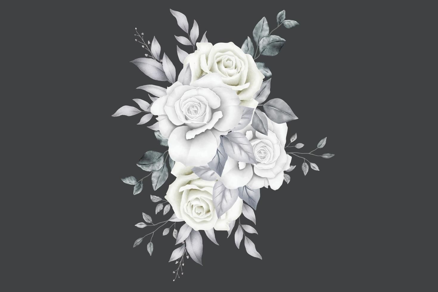 hermosa floral rosas boquet acuarela vector