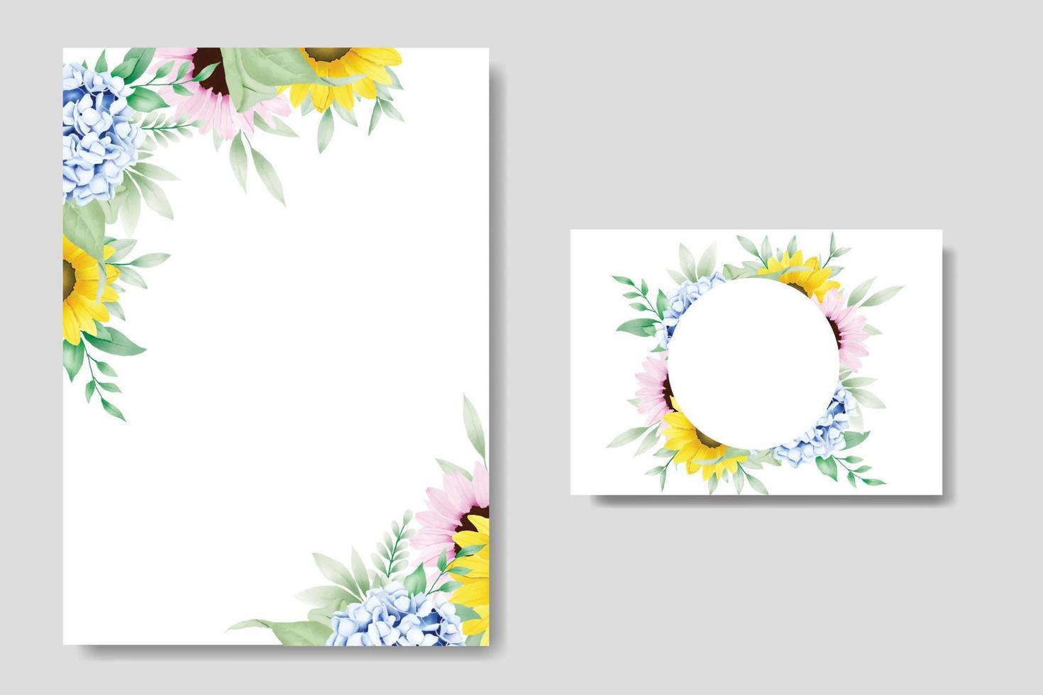 Beautiful watercolor Floral leaves wedding invitation Card Template vector