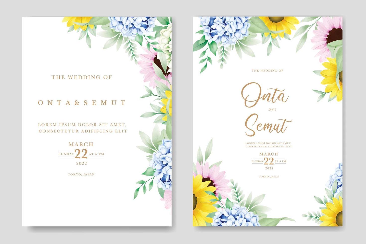 hermosa acuarela floral hojas Boda invitación tarjeta modelo vector