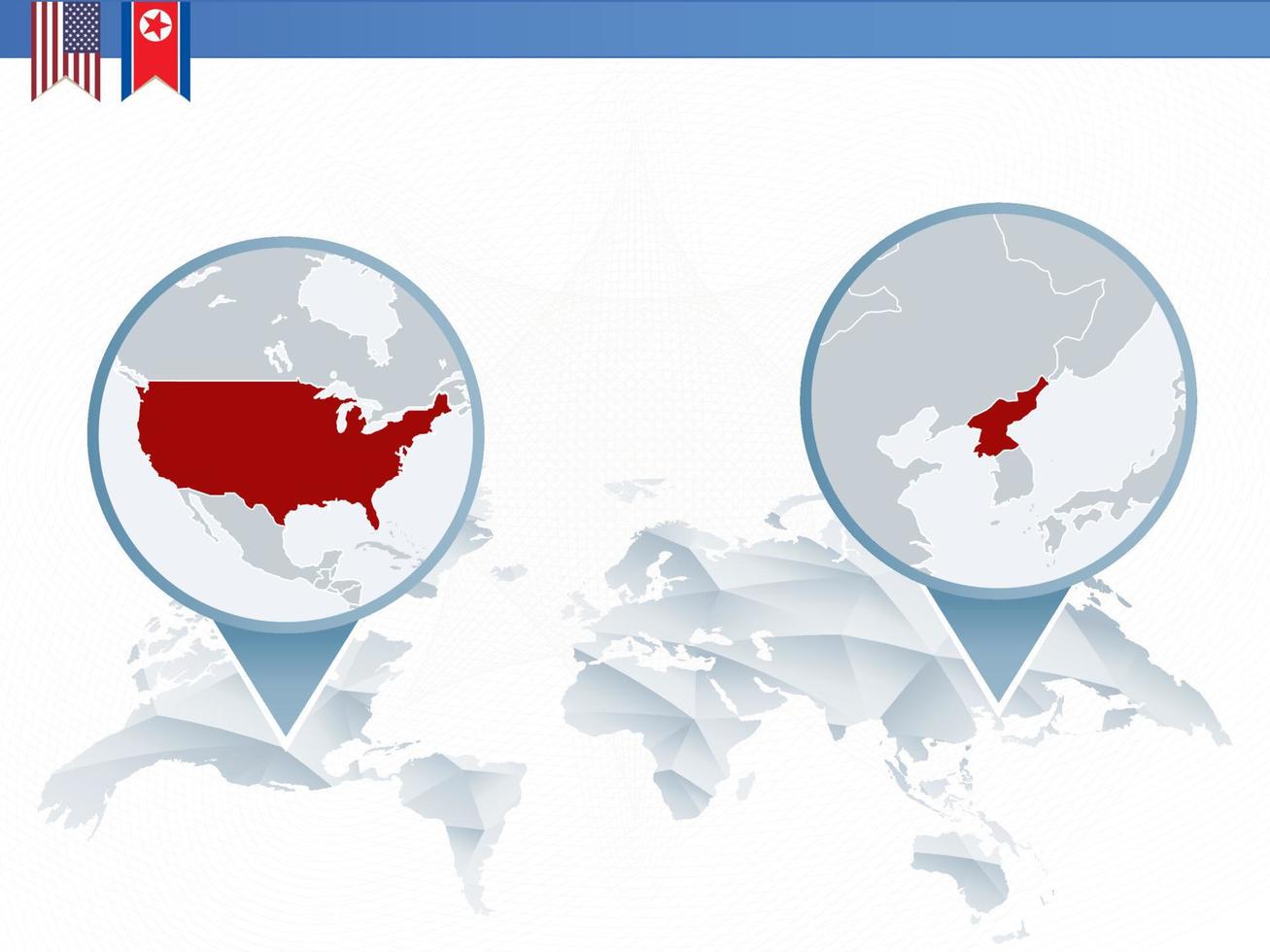 Infographic of United States of America and North Korea conflict. vector