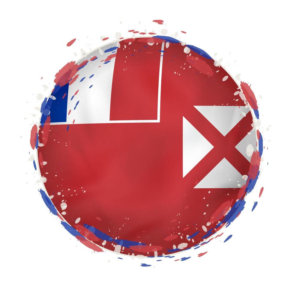 Round grunge flag of Wallis and Futuna with splashes in flag color. vector