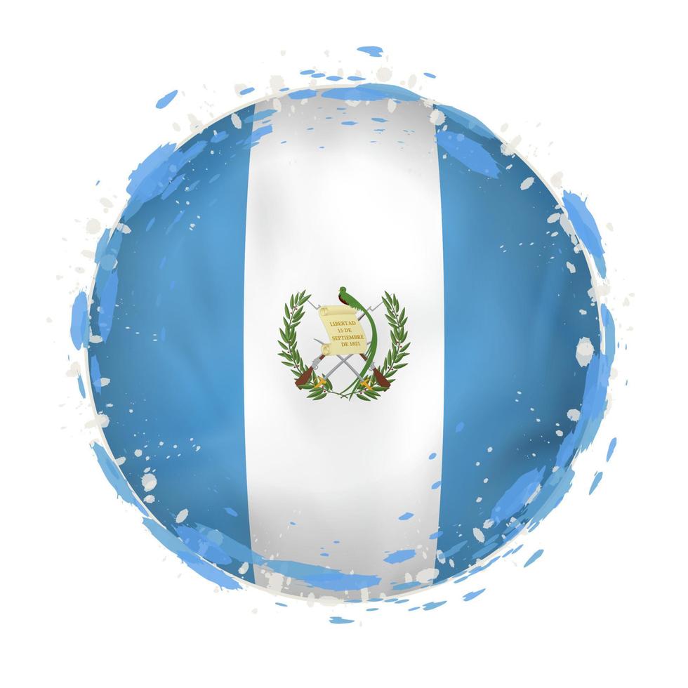 redondo grunge bandera de Guatemala con salpicaduras en bandera color. vector