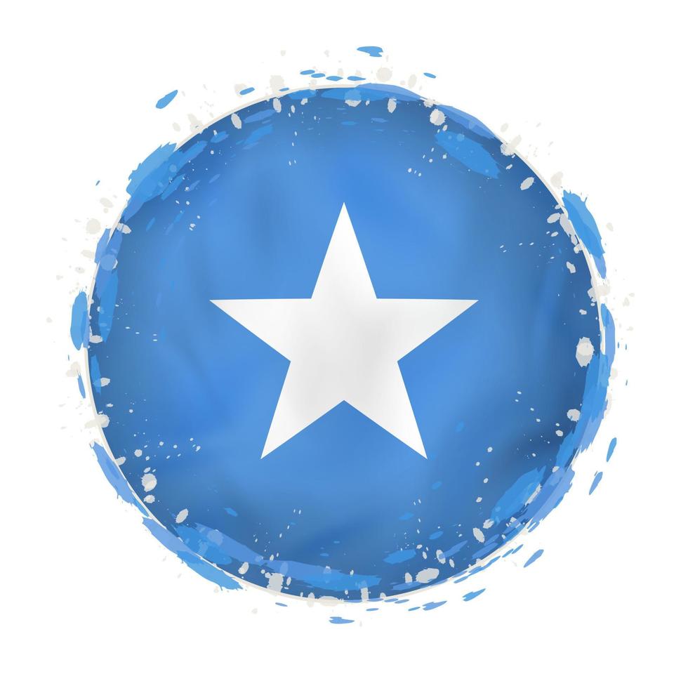 Round grunge flag of Somalia with splashes in flag color. vector