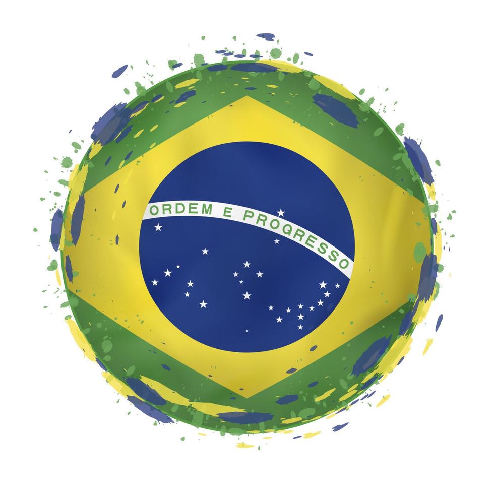 redondo grunge bandera de Brasil con salpicaduras en bandera color. vector