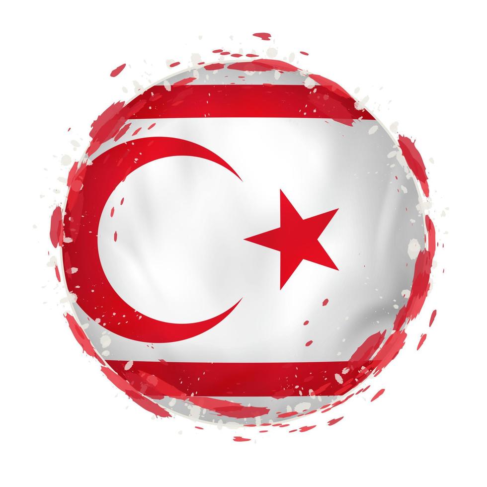 Round grunge flag of Northern Cyprus with splashes in flag color. vector