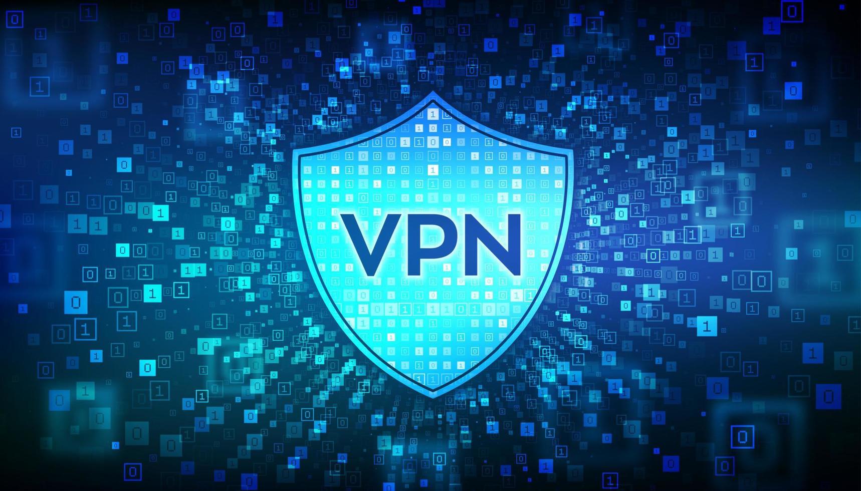 VPN virtual privado red. datos cifrado, ip sustituto. seguro vpn conexión concepto. ciber seguridad y privacidad. binario datos fluir túnel. digital código con dígitos 1.0. vector ilustración.