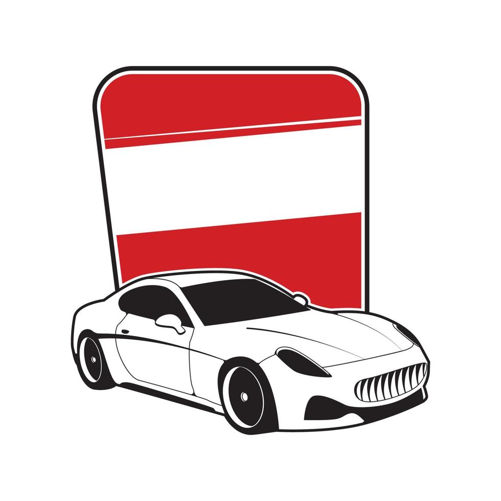 automotor coche estilo logo diseño con concepto Deportes vehículo icono silueta en blanco antecedentes. vector ilustración.