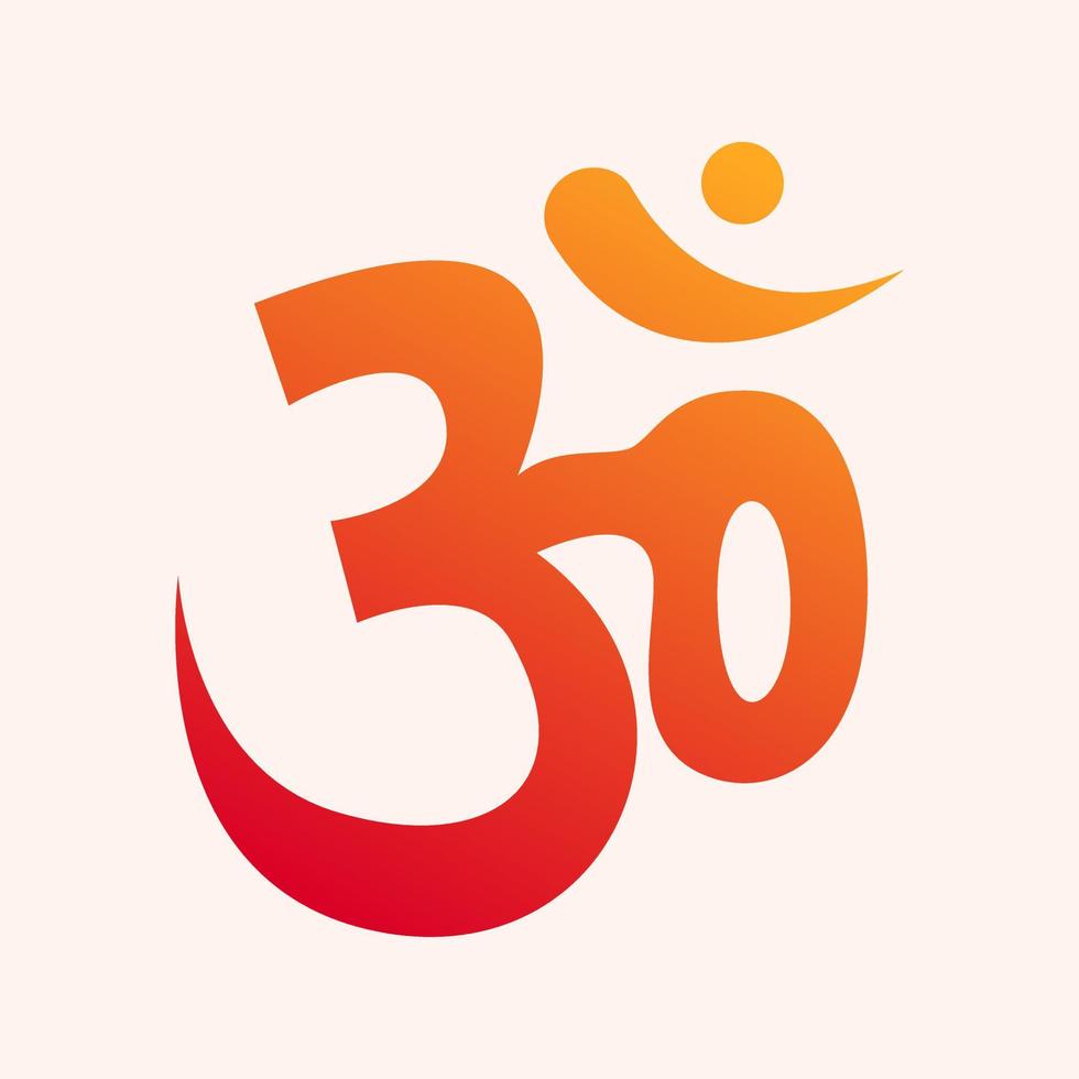 Om Hindu Spiritual Symbol Gradient Vector Icon Illustration