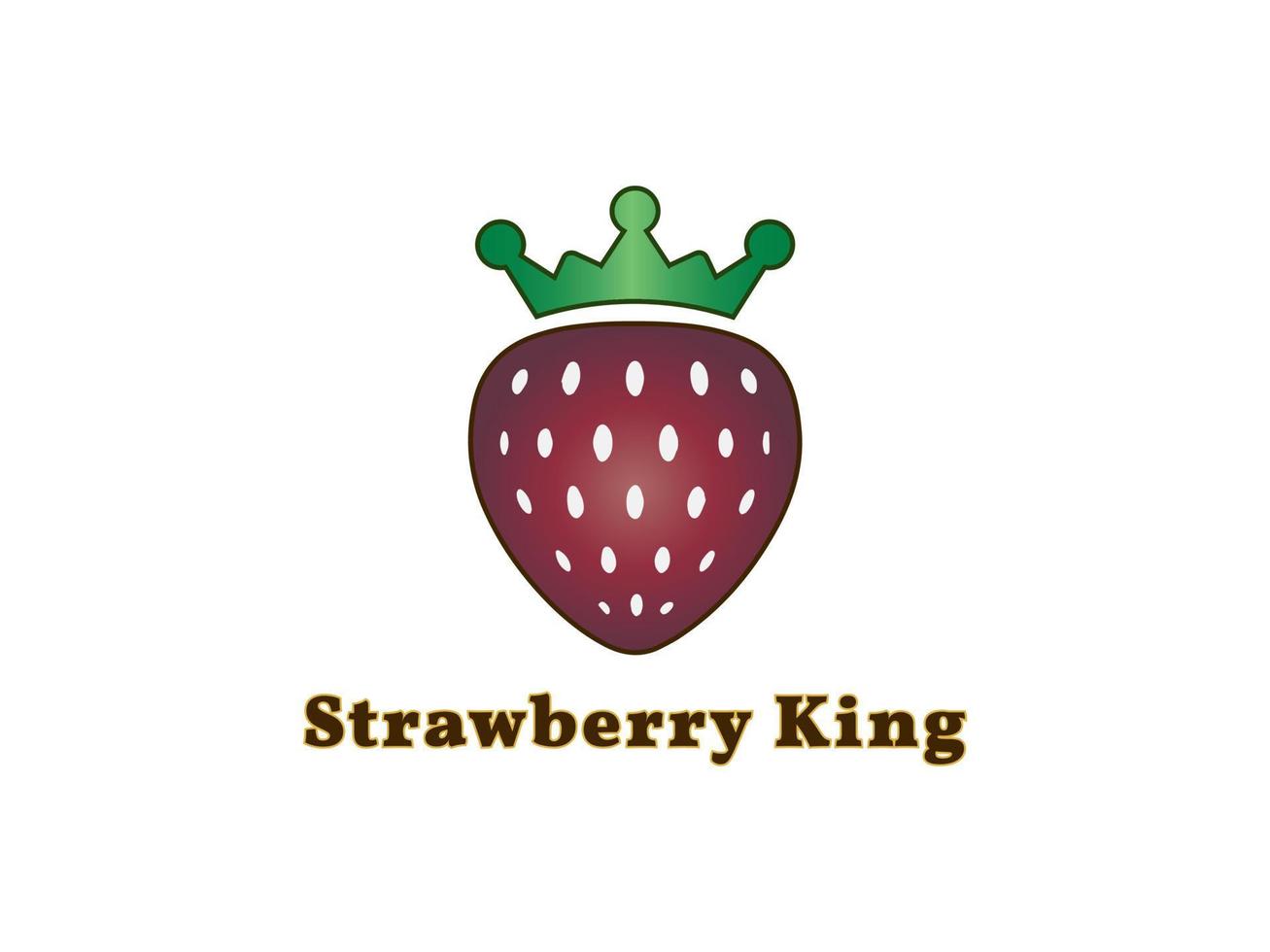 fresa Rey Fruta - comida logo diseño vector ilustración.
