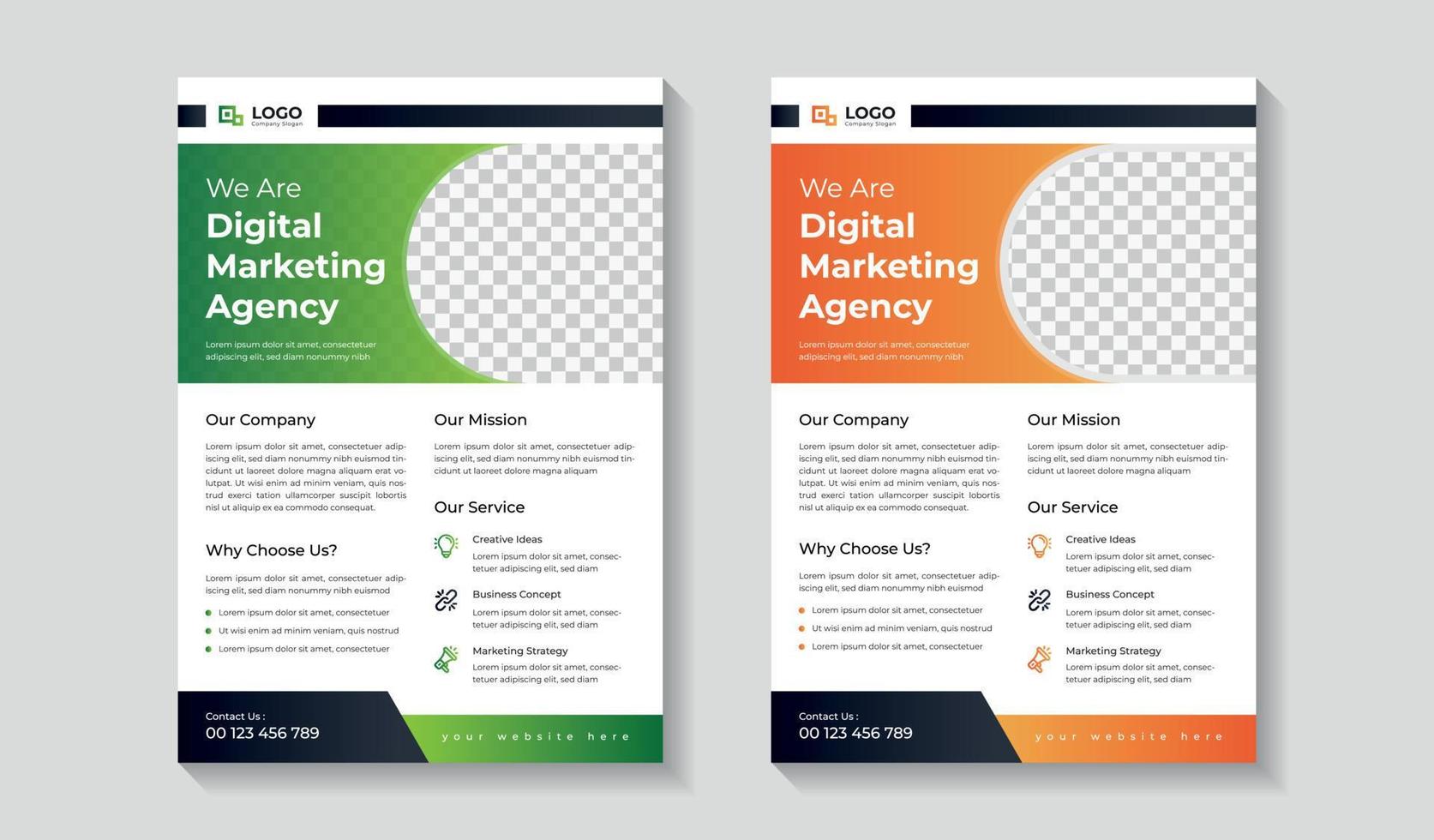 Corporate business flyer design, Digital marketing agency flyer template,  unique geometric shape advertising template print design. vector