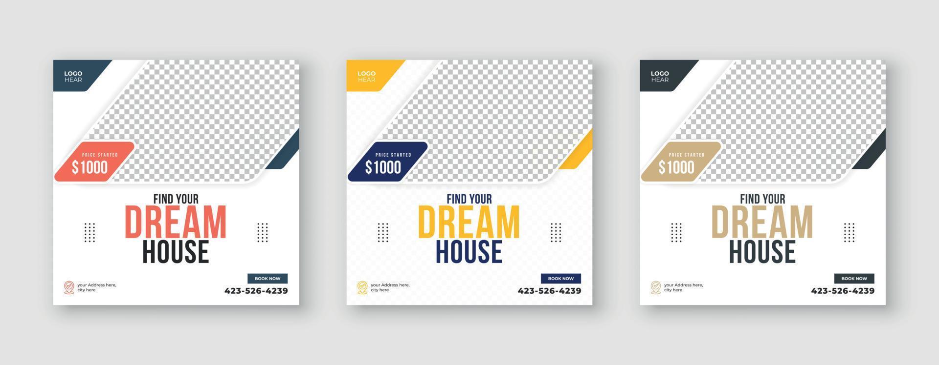 Real estate home sale social media post banner template vector