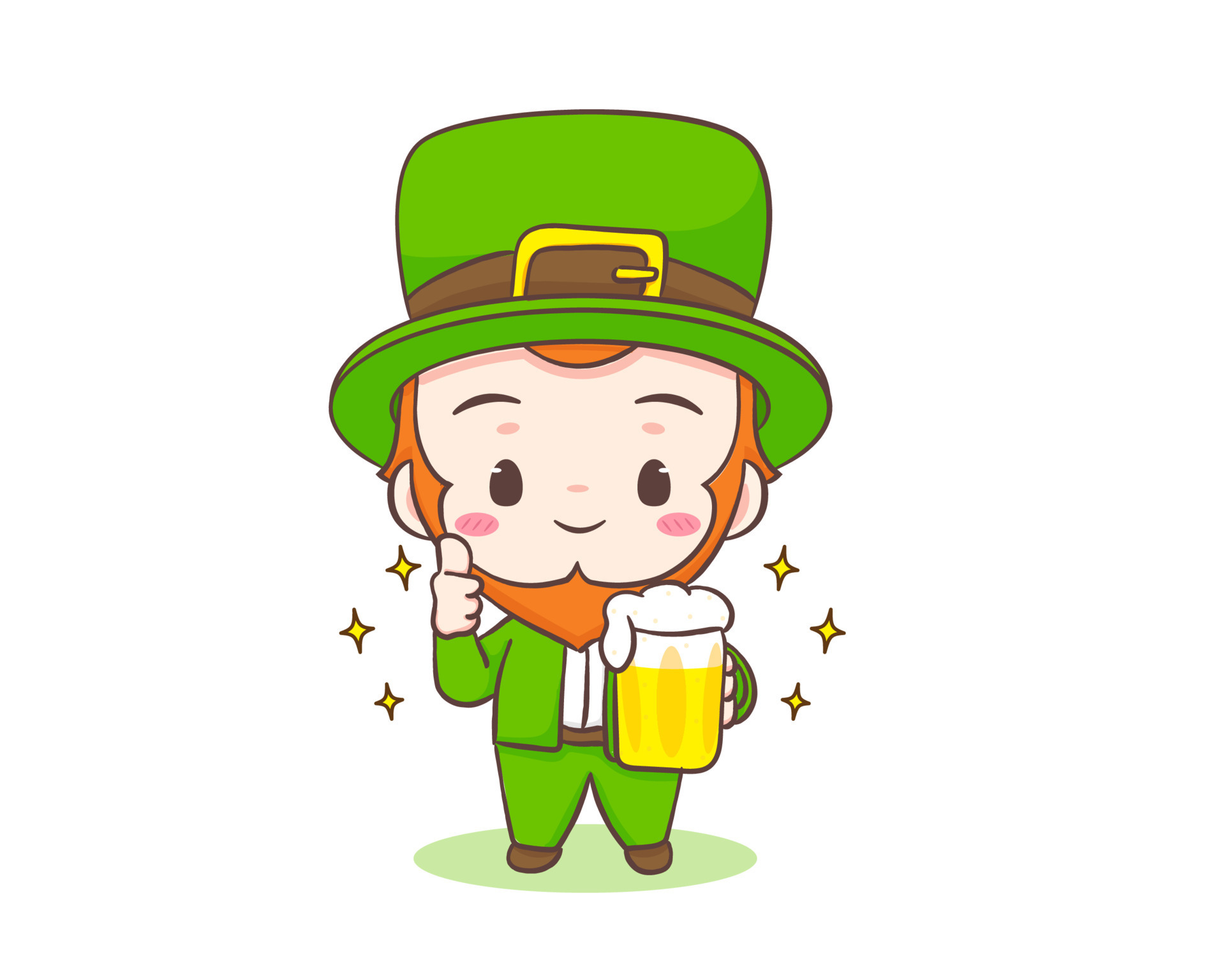 Cute Adorable Leprechaun cartoon holding beer and showing thumb up Cute Adorable Leprechaun cartoon holding beer and showing thumb up