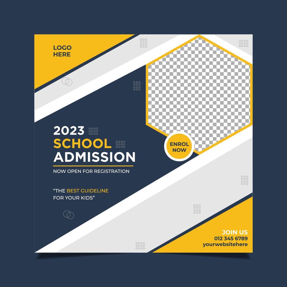 School admission or education social media post template premium vector