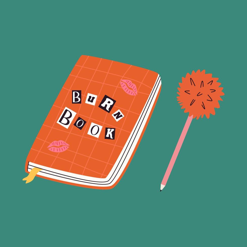 Closed Notebook with fluffy pen vector