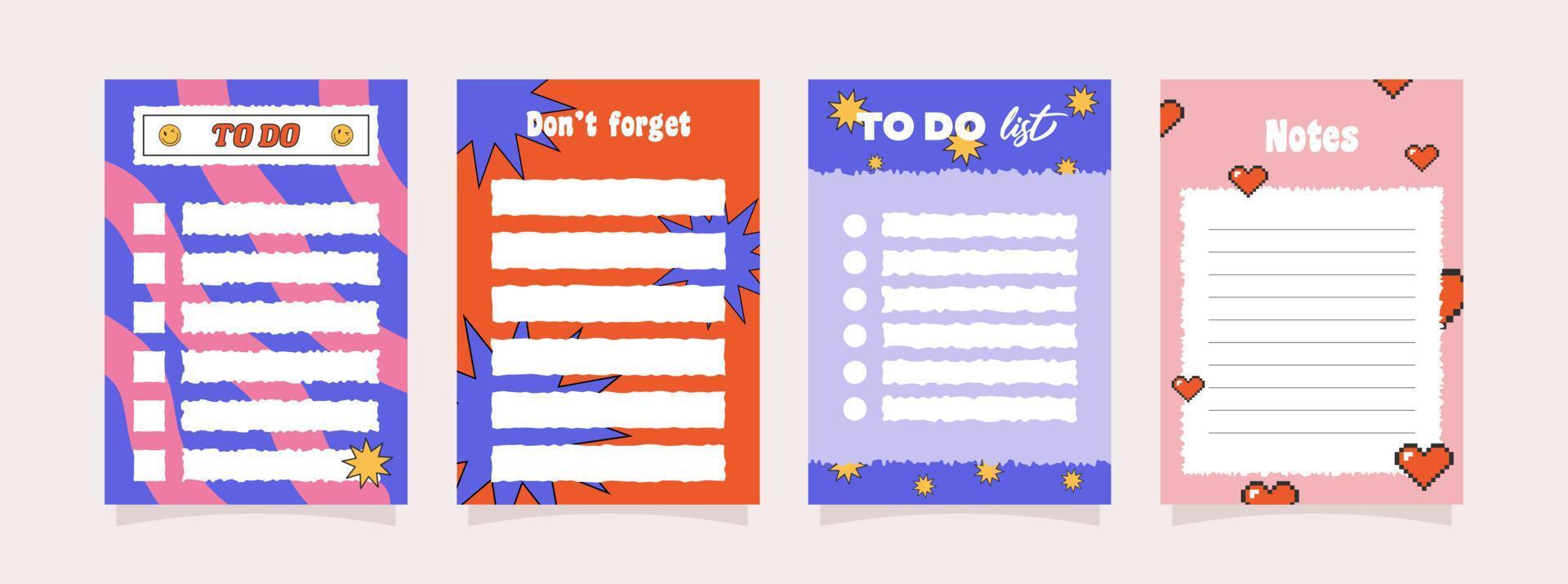 Set of to do lists and note papers vector