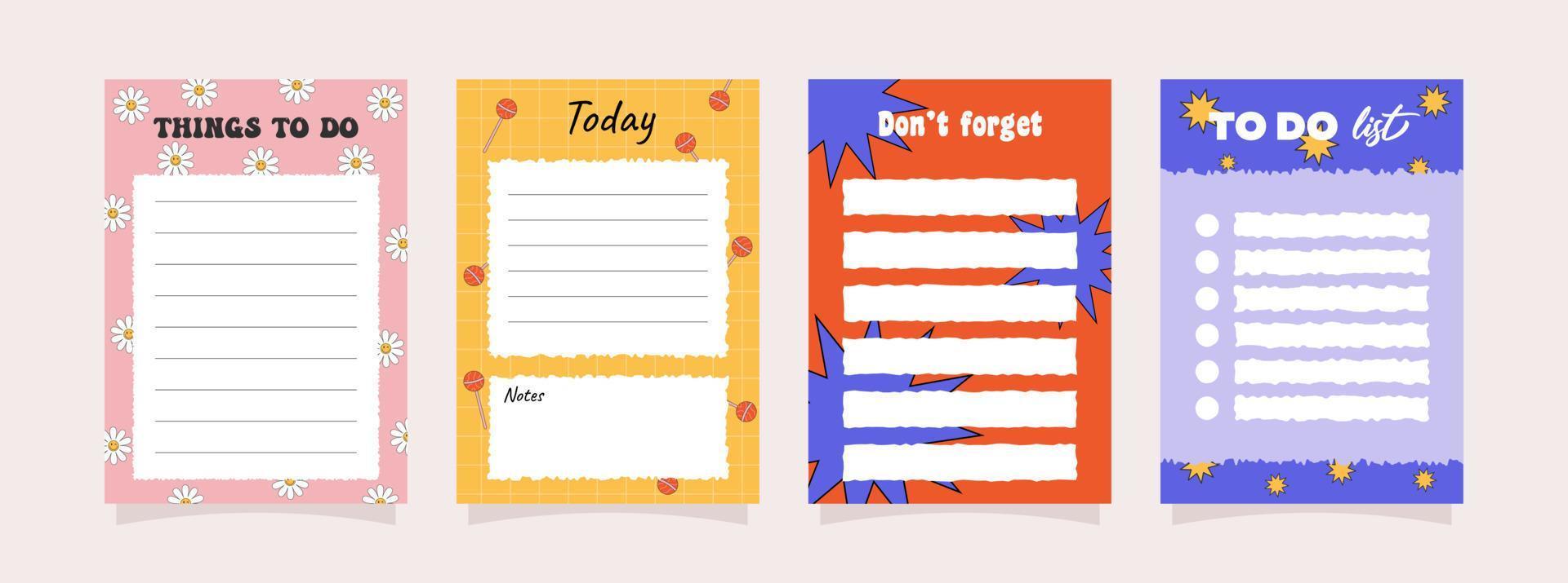 Set of to do lists and note papers vector