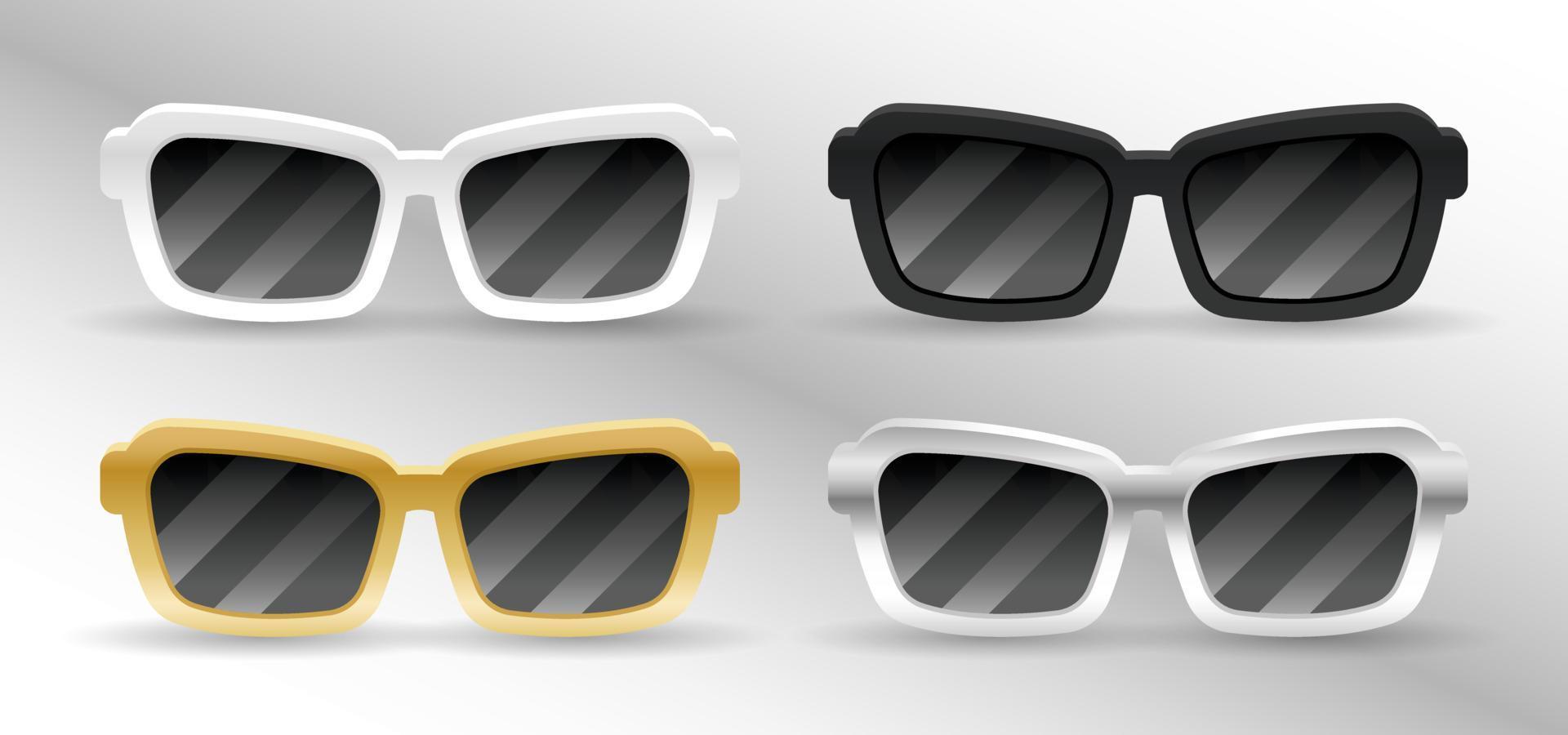 frio de moda Gafas de sol vector colección consiste de blanco y negro y oro y plata