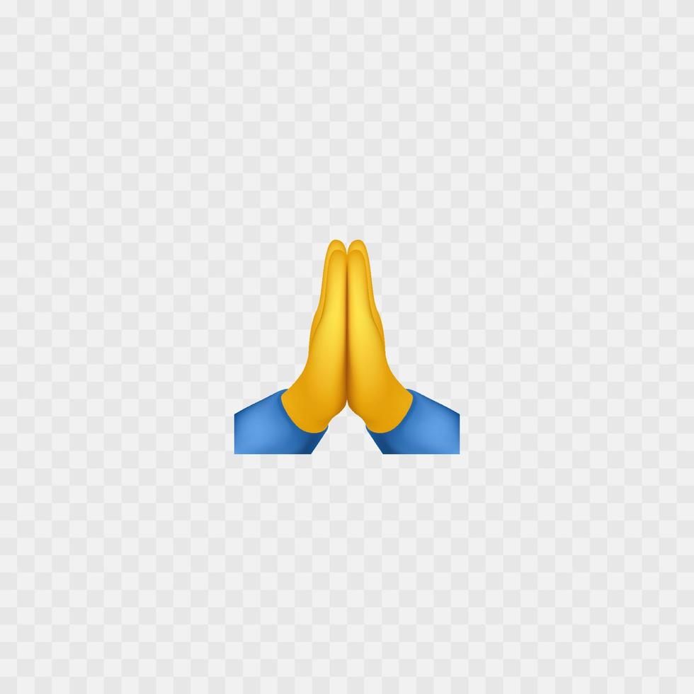 oración manos emojis doblada manos. aislado en blanco. vector