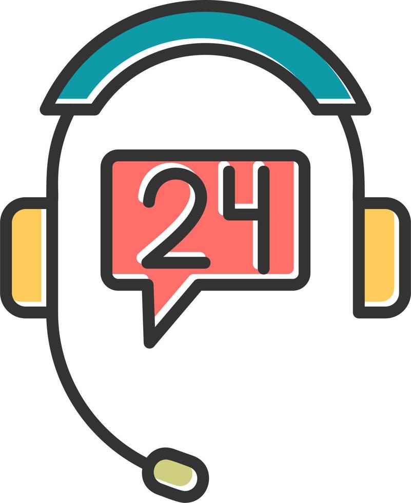 24 Hours Support Vector Icon