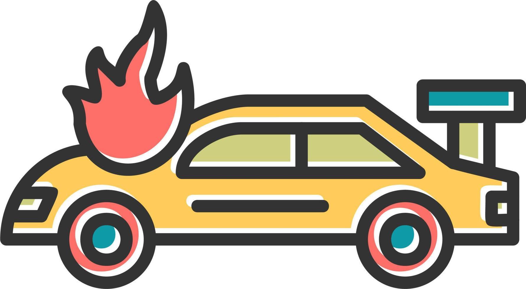 Accident Car In Fire Vector Icon