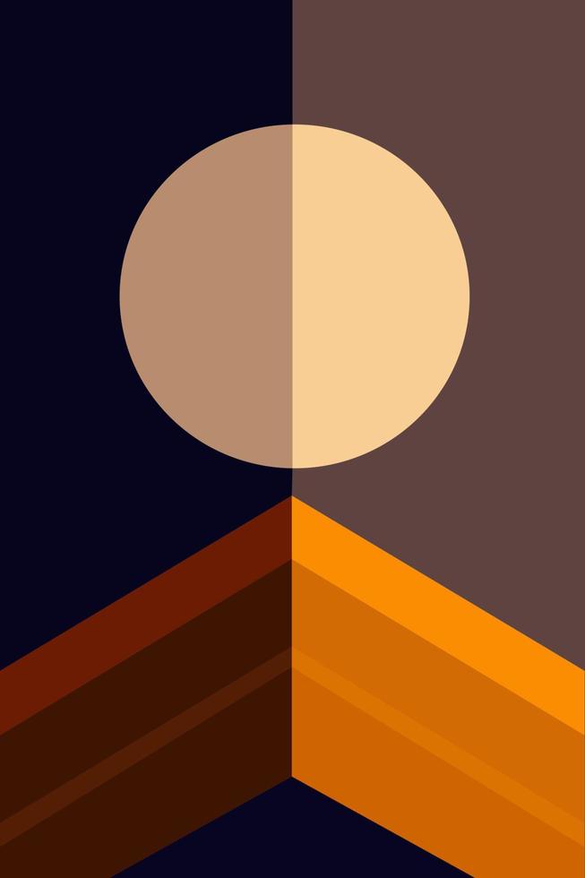 Abstract poster with a sunny sunset in the desert. Geometric banner template. vector