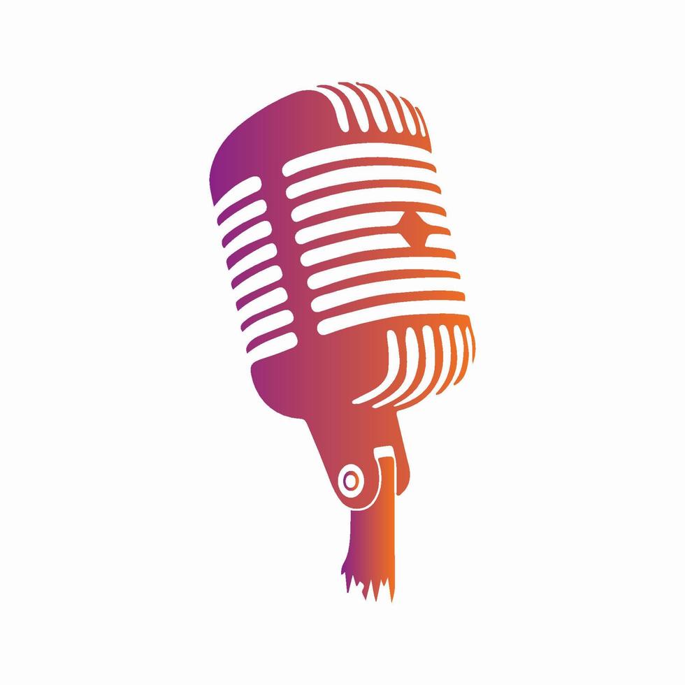 Retro microphone in color style. Studio microphone logo. Karaoke vector concept.