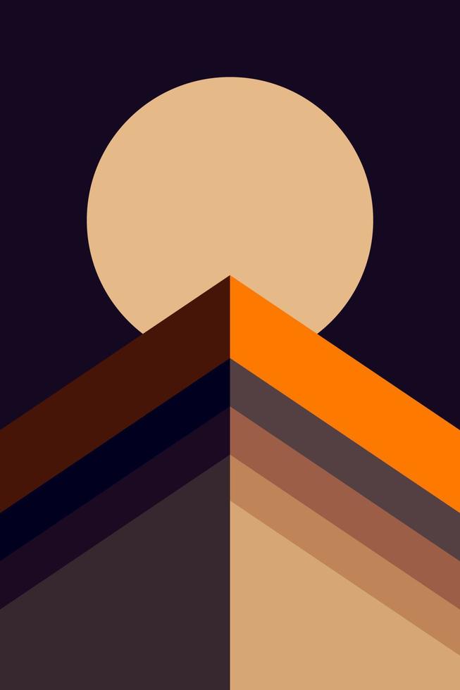 Abstract poster with a sunny sunset in the desert. Geometric banner template. vector