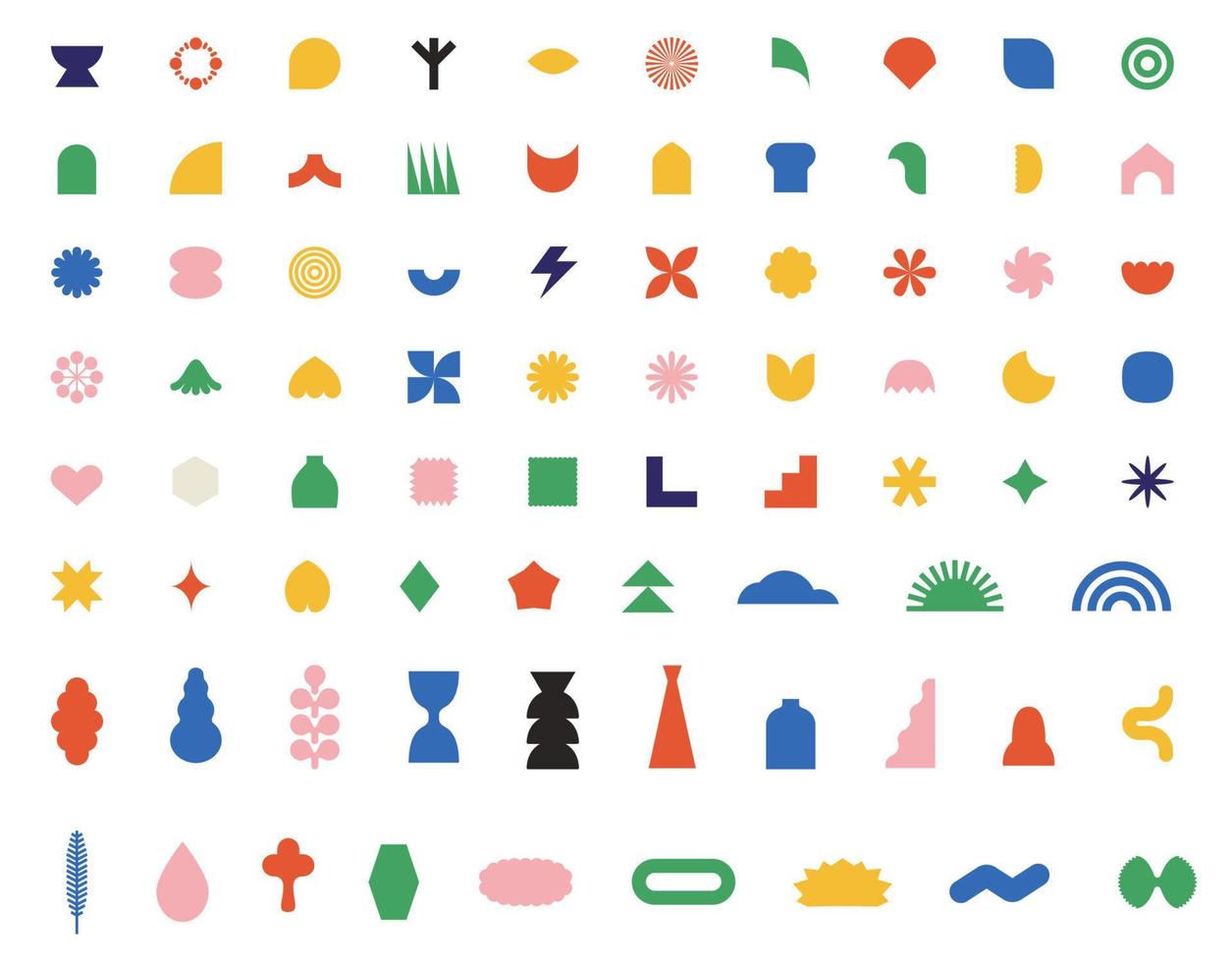 Set of abstract geometric figures. Cartoon shapes and elements. vector