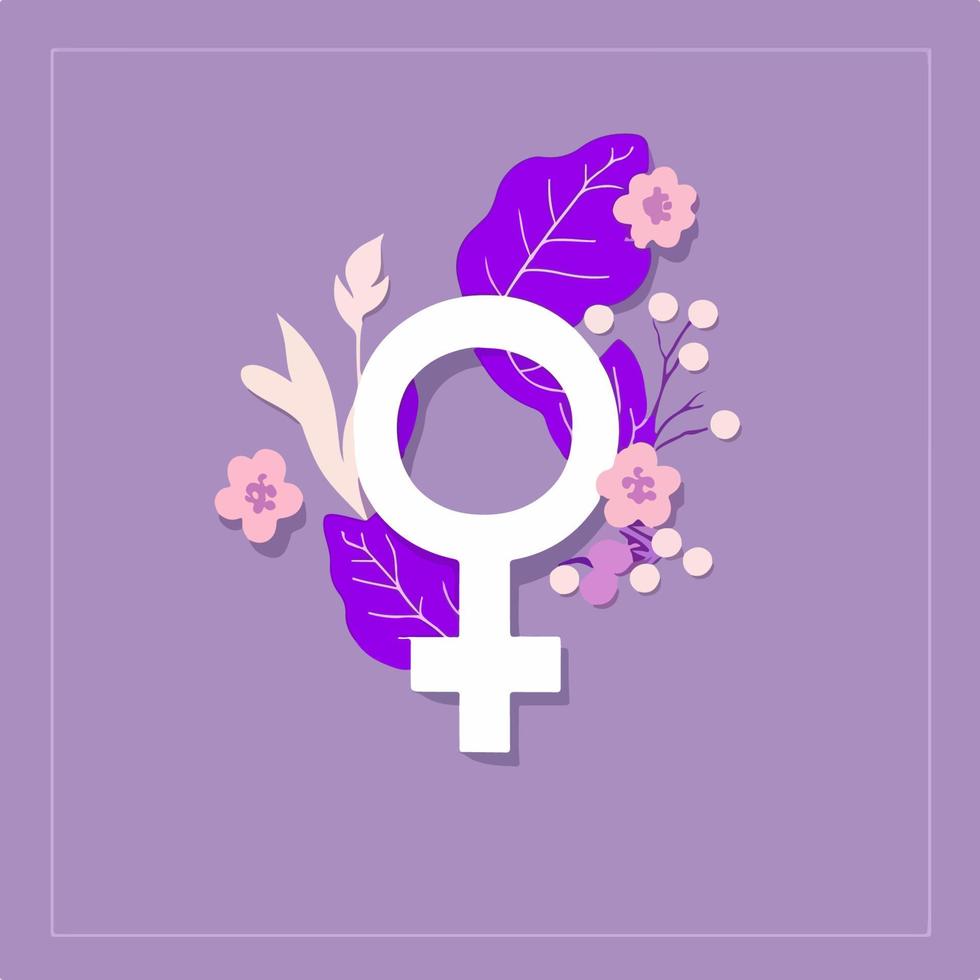 Mirror of venus, leaves and flowers. Symbol of the feminine. vector