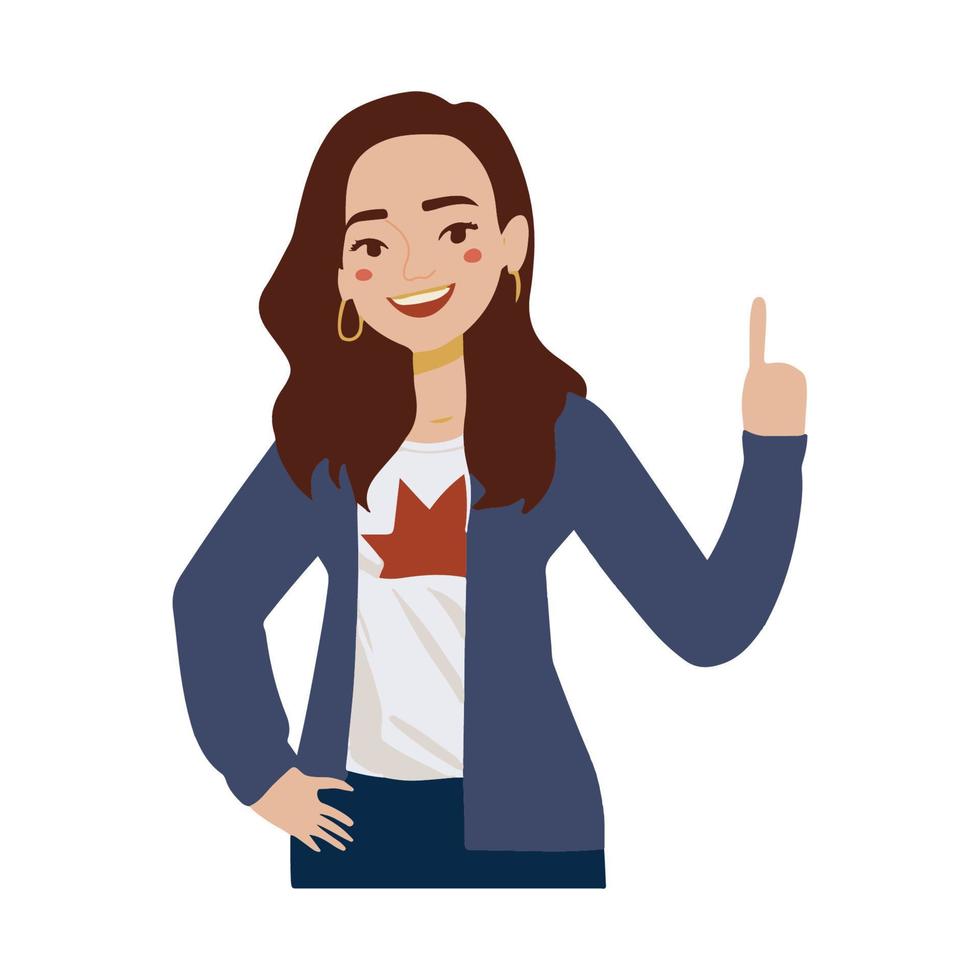 Smiling girl with thumb up. Attractive cheerful woman. vector